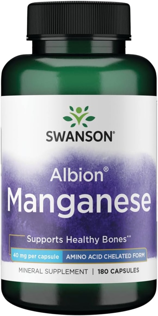 Swanson Albion Glycinate de manganèse chélaté 40 Milligrammes 180 Capsules