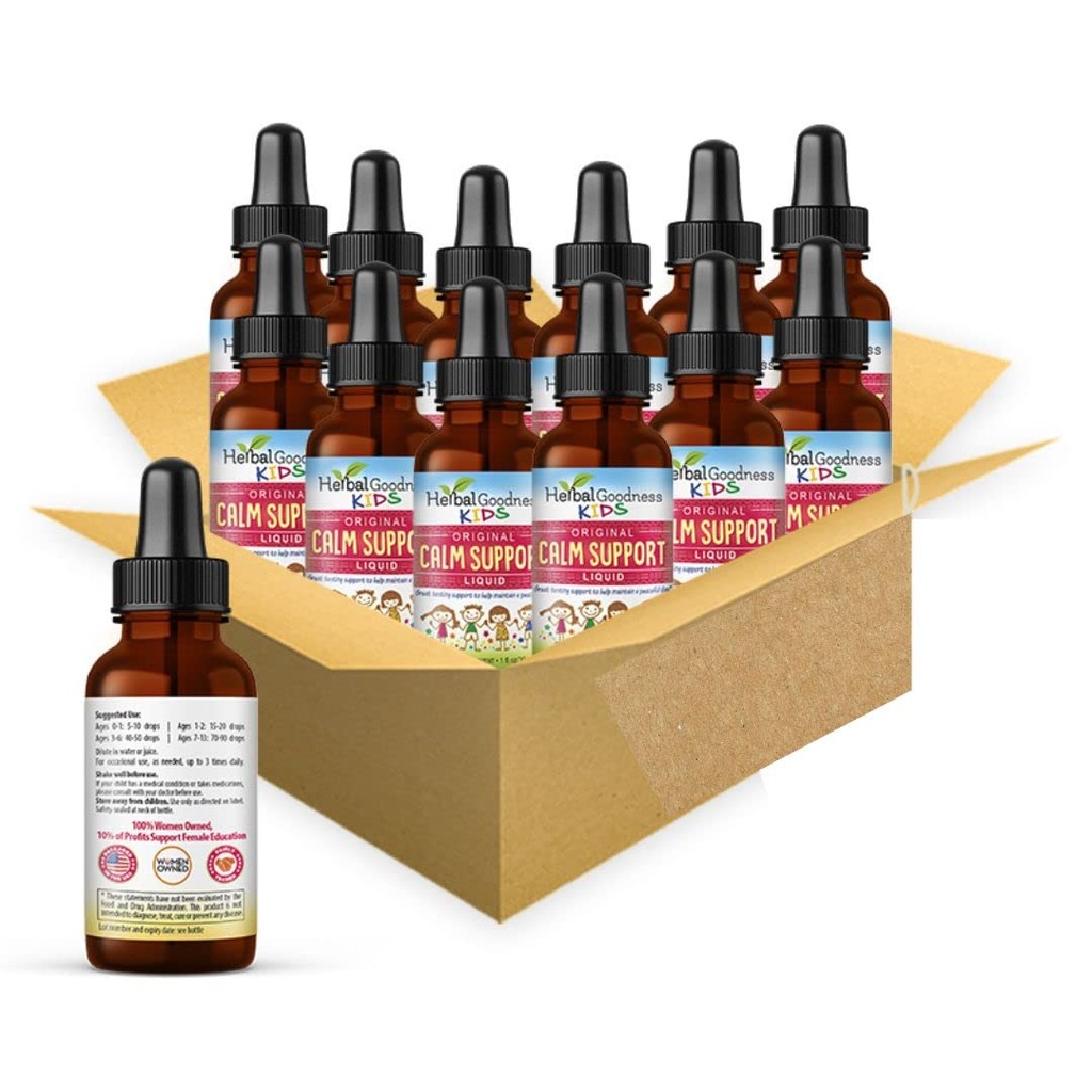 Herbal Papaya Kids Soutien Calme Extrait liquide 1oz avec Glycinat de magnésium, Citrate de magnésium, Multivitamine pour enfants - Magnésium pour enfants - Bouteille de 1oz, 12 unités