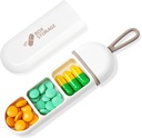 Toplive Travel Pill Organizer, Portable Pill Container Mini Daily Pill Organizer, Small Pill Case Travel Medicine Organizer Pocket Vitamine Supplement Fish Oil Box, White Grey