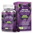 Migcopat Pré Post Probiotiques Gummies, Probiotique Prébiotique Enzymes digestifs postbiotiques avec fibre, 120 Million CFU Probiotiques Complete Gut Support, Sans sucre, Vegan, BlackBerry Flavor, 60 Cts