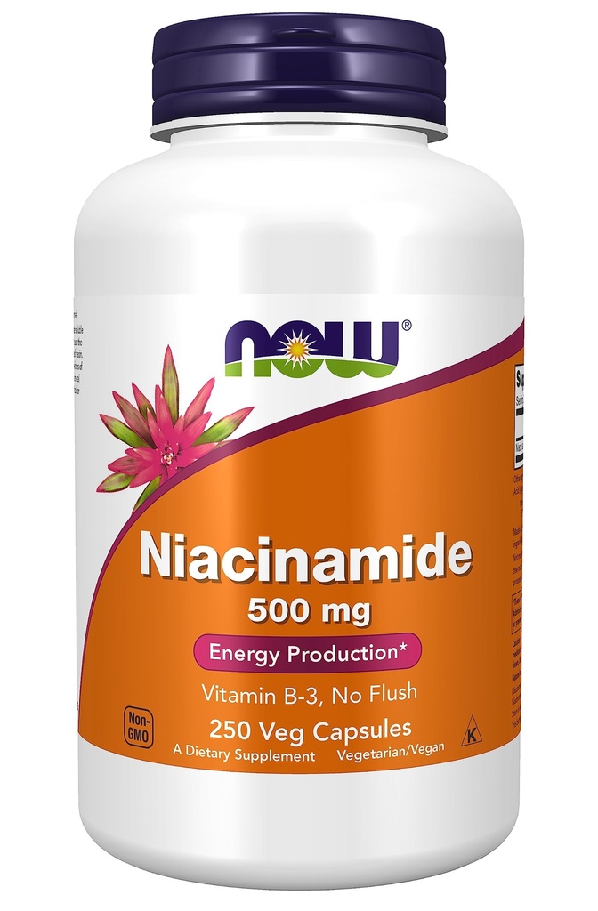MAINTENANT Aliments, Niacinamide (vitamine B-3) 500 mg, Production d'énergie*, 250 gélules