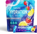 Packs d'hydratation en poudre d'électrolytes – Mélange de boisson de récupération avec du sodium, du potassium, du magnésium, du calcium, de la vitamine C et du zinc – sans sucre, sans kéto, sans OGM et végétalien – citronade aux fraises – 16 bâtons
