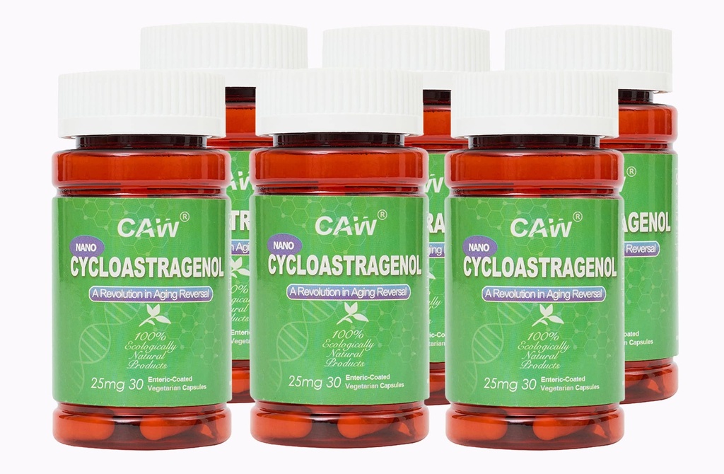CAW Nano Cycloastragenol. Activation de la télomérase Réparation de l'ADN. Immunity Boost Better Absorption. 25Mg 30Gélules végétales entériques 6 bouteilles