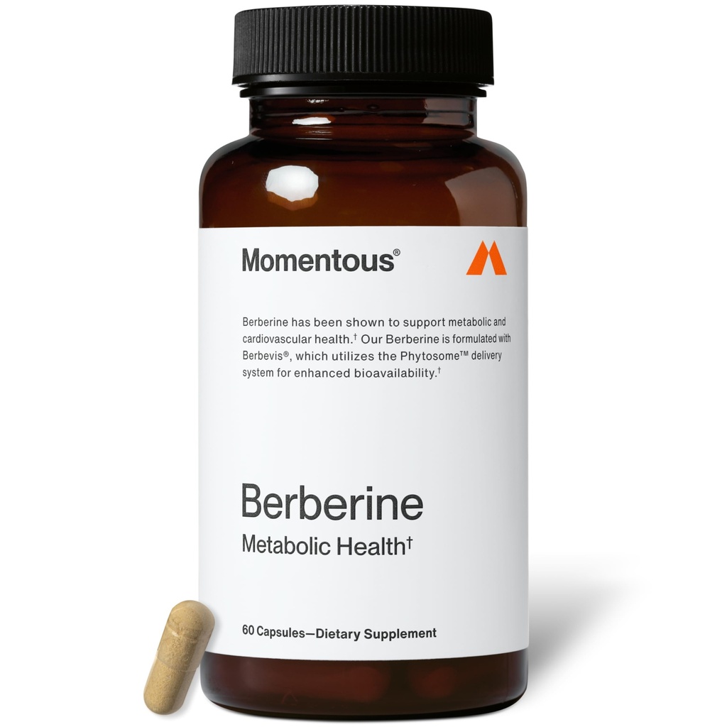 Momentous Berberine - Natural Bioavailable Supplement Formulated from Plant Alkaloid to Help Support Metabolic & Cardiovascular Health - Vegan - Gluten Free - NSF Certified for Sport - 60 Servings
