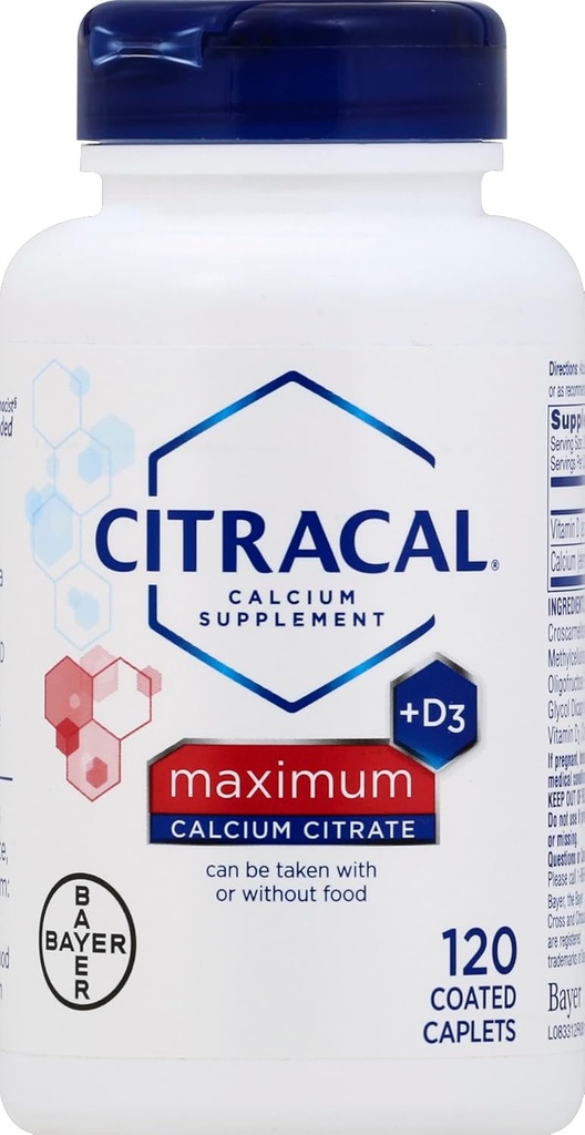 Citracale Taille max 120ct Citracale Calcium Citrate avec vitamine D Caplets enduits maximum 120 Compte