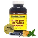 YS Organics Triple Bee Complex, Royal Jelly, Bee Pollen, Propolis - La puissance de la nature emballée en 90 capsules avec bonus de nutrition dans le monde Chaîne clé multi-usage