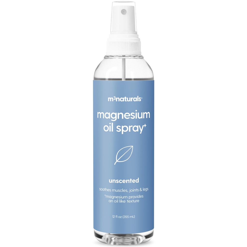 Magnesium Oil Spray for Sore Muscles, Feet, Joints and Leg Cramps, Supports Restful Sleep, Relaxation and Post-Workout Recovery, Suitable for Sensitive Skin, 12 fl oz by M3