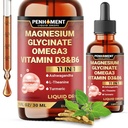 11in1 Magnesium Glycinate Liquid Drop with Omega-3 Supplement, Ashwagandha Drops, L-Theanine, Turmeric, Magnesium Complex Supplement - 1FL Oz - 2 Month Supply