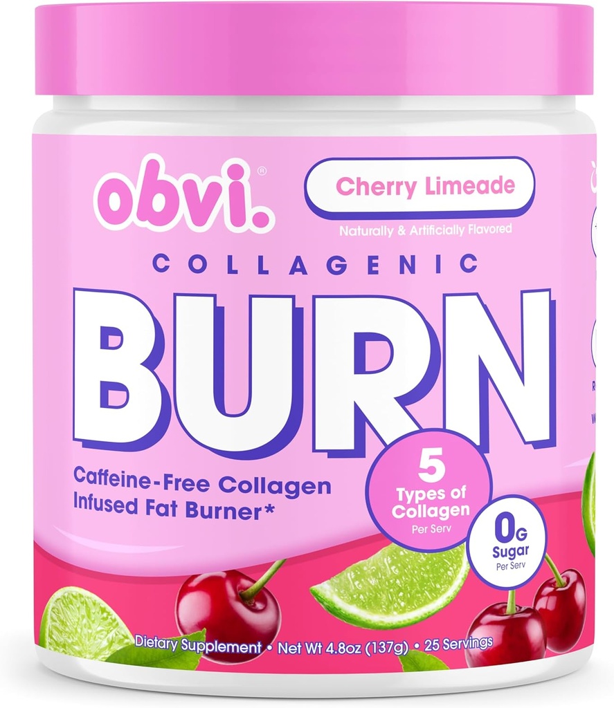 Obvi Collagenic Burn Powder: Collagen Peptide Blend avec GBB, Ashwagandha & Green Coffee: stimule le métabolisme, l'énergie et le bien-être.