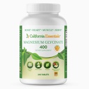 Magnésium Glycinate 400 - Chélaté, haute absorption Magnésium pour le soulagement musculaire, os et soutien cardiaque -Vegan, non-OGM, comprimés sans gluten 240 (servies 120, portions (2) comprimés de 200mg)
