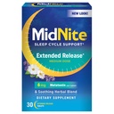 MidNite Dose moyenne à libération prolongée, 6 mg d'aide au sommeil à la mélatonine, préparation non-habitante, supplément alimentaire à base de plantes pour adultes, sans médicament, sans gluten, sans lactose, végétalien, 30 comprimés