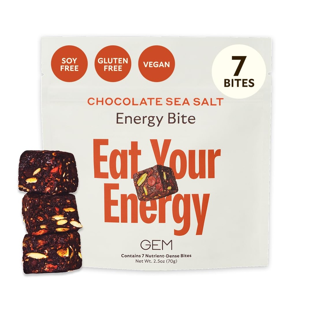 GEM Energy Caffeinated Bite (en anglais seulement) Holistic Sustained Energy (en anglais seulement) Supporte le métabolisme, l'endurance et l'endurance (en anglais seulement) 40mg Caféine, Ginseng Root, L-Theanine (en anglais seulement)