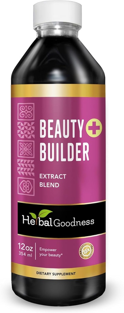 Herbal Goodness Beauty Builder 12oz - Colageno para Mujer pour l'amélioration de la beauté, de la santé de la peau, de la croissance des cheveux, de la peau rayonnante, des cheveux et de la croissance des ongles, enrichi avec des suppléments de collagène - 1 btl -23 Servir