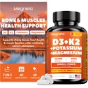 Vitamin D3 K2 (MK-7) 10,000 IU with Magnesium Glycinate & Potassium Supplement - Systemic Complex for Bone, Muscle, Heart, Immune, Energy & Sleep Support – High Absorption, 60 Capsules