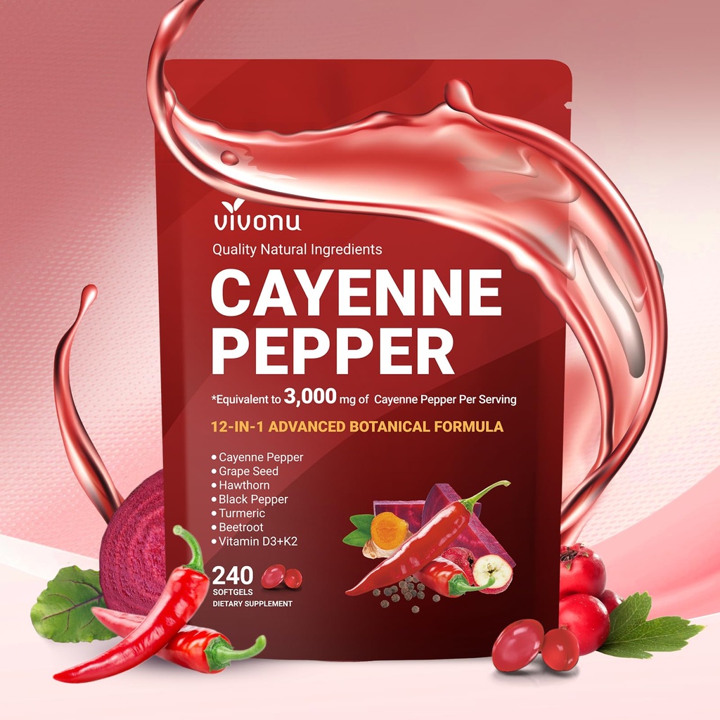 VivoNu 12-in-1 Cayenne Pepper Softgels Supplement, 80 Day Supply