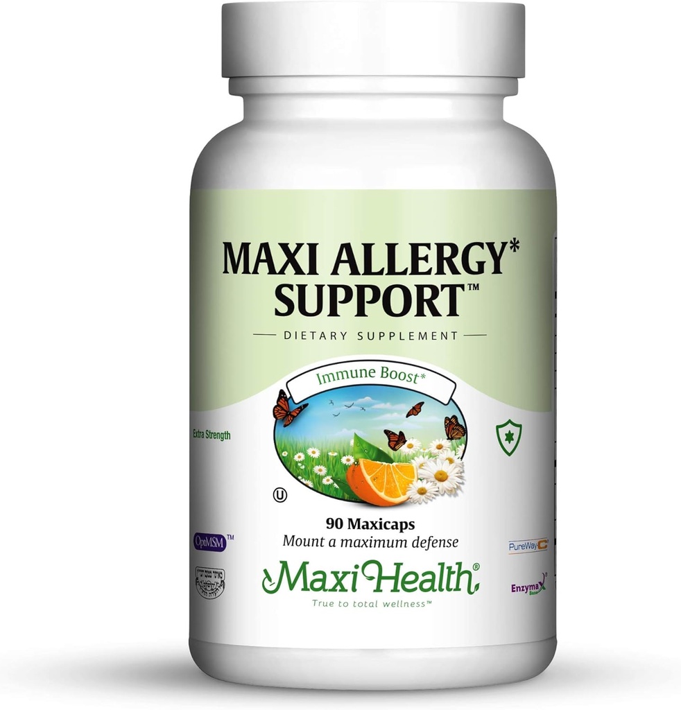Maxi Health Allergy Support Vitamine C avec MSM Sinus & Nasal Health, 90 Compte