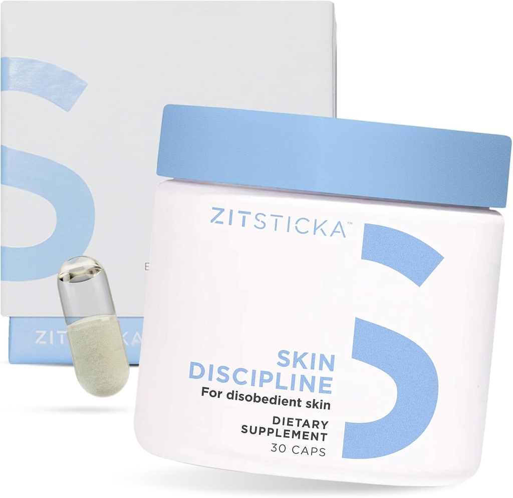 ZitSticka supplément de vitamine Acné pour l'acné kystique avec 30 capsules naturelles pour les femmes et les hommes, suppléments pour le soutien hormonal, la clarté de la peau, taches foncées - Dermatologue testé (discipline de peau)
