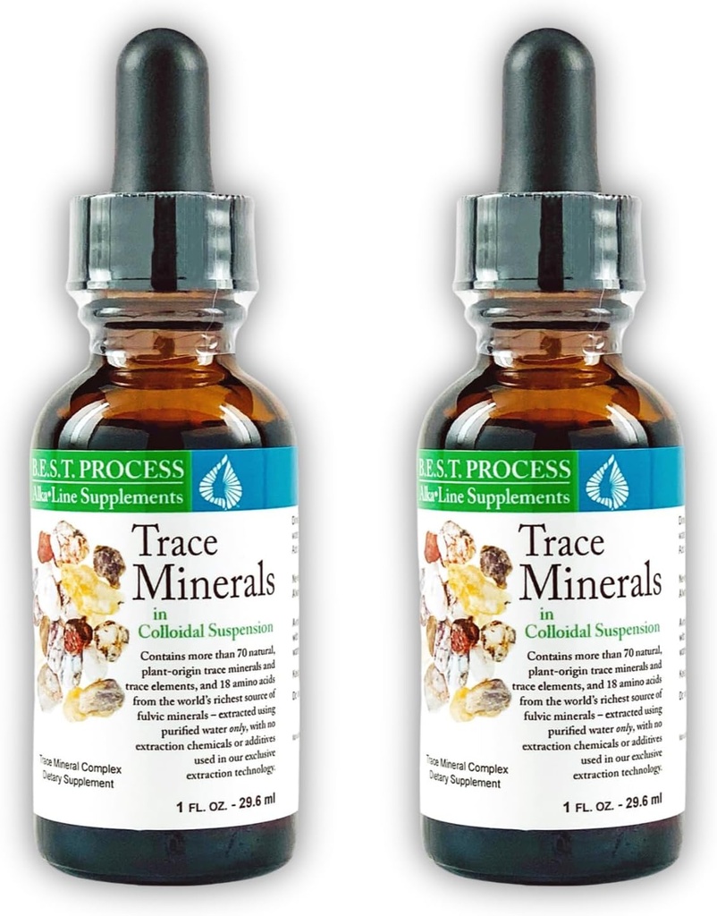 Morter Trace Minerals in Colloïdal Suspension (2 Pack) Morter HealthSystem Meilleur procédé Alkaline — Éléments de traces sensibles aux nutriments, minéraux fulvic et acides aminés