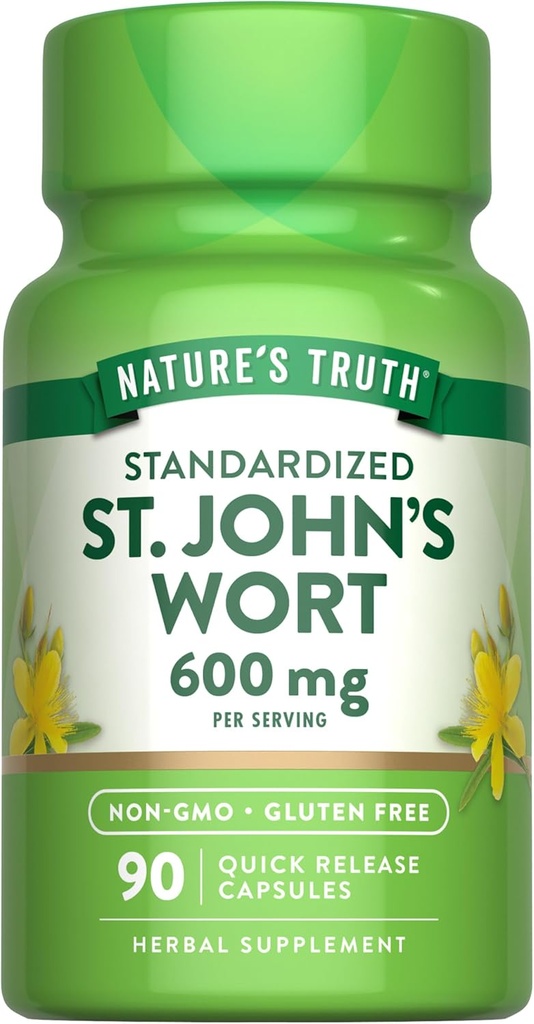 Nature's Truth St Johns Wort 600mg.90 Capsules.Extrait normalisé.