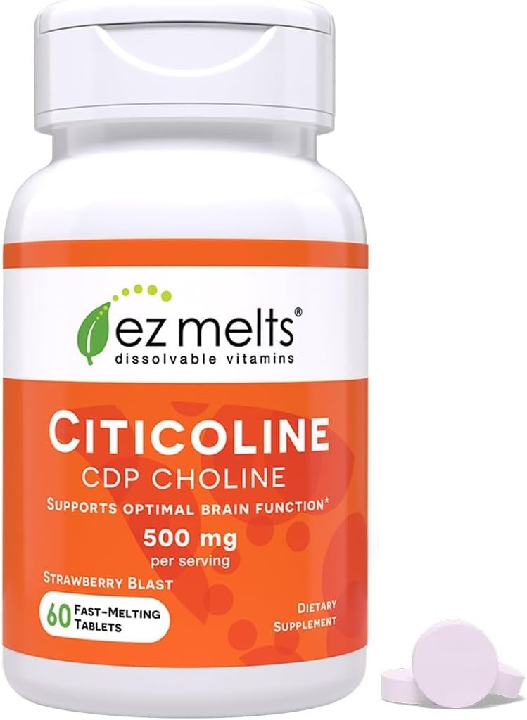 EZ Melts Dissolvable Citicoline Supplément 250 mg, sans sucre, 2 mois d'approvisionnement - 1 paquet
