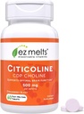 EZ Melts Dissolvable Citicoline Supplément 250 mg, sans sucre, 2 mois d'approvisionnement - 1 paquet