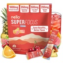 Nello Superfocus – Nootropic Focus Drink Mix for Productivity, L-Theanine, Rhodiola Rosea, Alpha-GPC, Lion’s Mane, Tyrosine, Sugar-Free Packets (20 Servings (Caffeine), Fruit Punch)