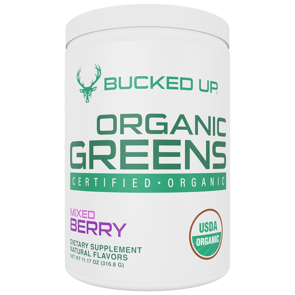 Greens Superfood Poudre mixte de Berry, 8 Verts mixtes les plus essentiels Certifié 100% biologique de Chlorella, Épinards, Kale, Spiruline, Alfalfa, Brocoli, Blé Herbe et Orge Herbe, 30 SERV.