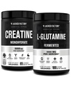 Poudre monohydratée en créatine de l'usine Jacked 425g, 85 SV & L-Glutamine Supplément 500g, 100 SV - Pas de remplissage artificiel, non aromatisé