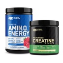Optimum Nutrition Amino Energy - Pré-entraînement avec thé vert, BCAA, acides aminés et poudre monohydratée micronisée de créatine, non aromatisée, amicale aux céto, 60 portions