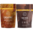Primal Poudre de créatine + Chocolat Protéine Végétalienne Poudre Bundle de 2-Packs Construire des muscles, améliorer la récupération et la performance du carburant