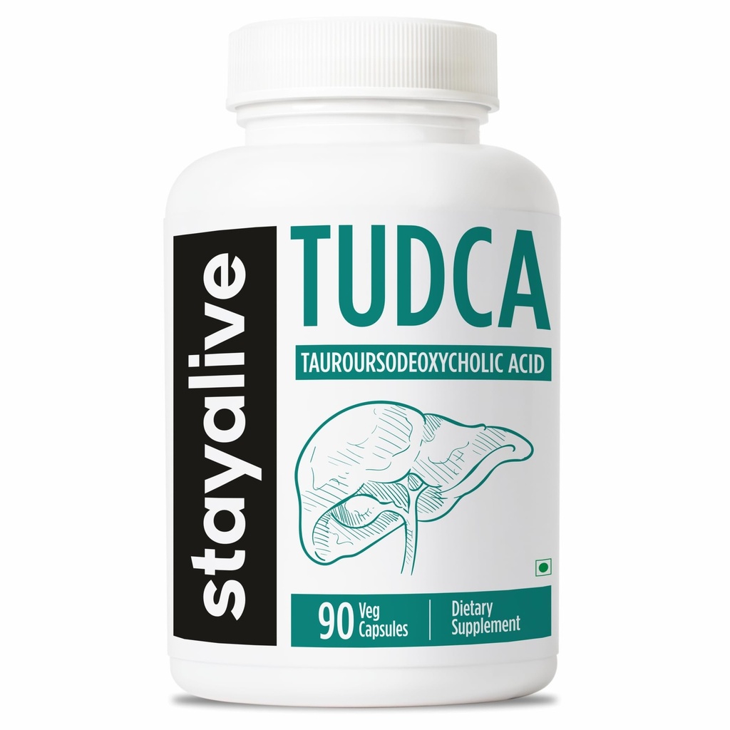 STAY ALIVE TUDCA Capsules 500mg, Tauroursodeoxycholic Acid Bile Salts, 90 Compte, Supplément TUDCA sans OGM et sans gluten pour hommes et femmes