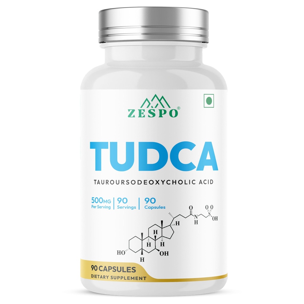 Zespo TUDCA 500mg – 90 Bile Salt Capsules Tauroursodeoxycholic Acid Supplement Non-GMO, Gluten-Free, Lab Tested