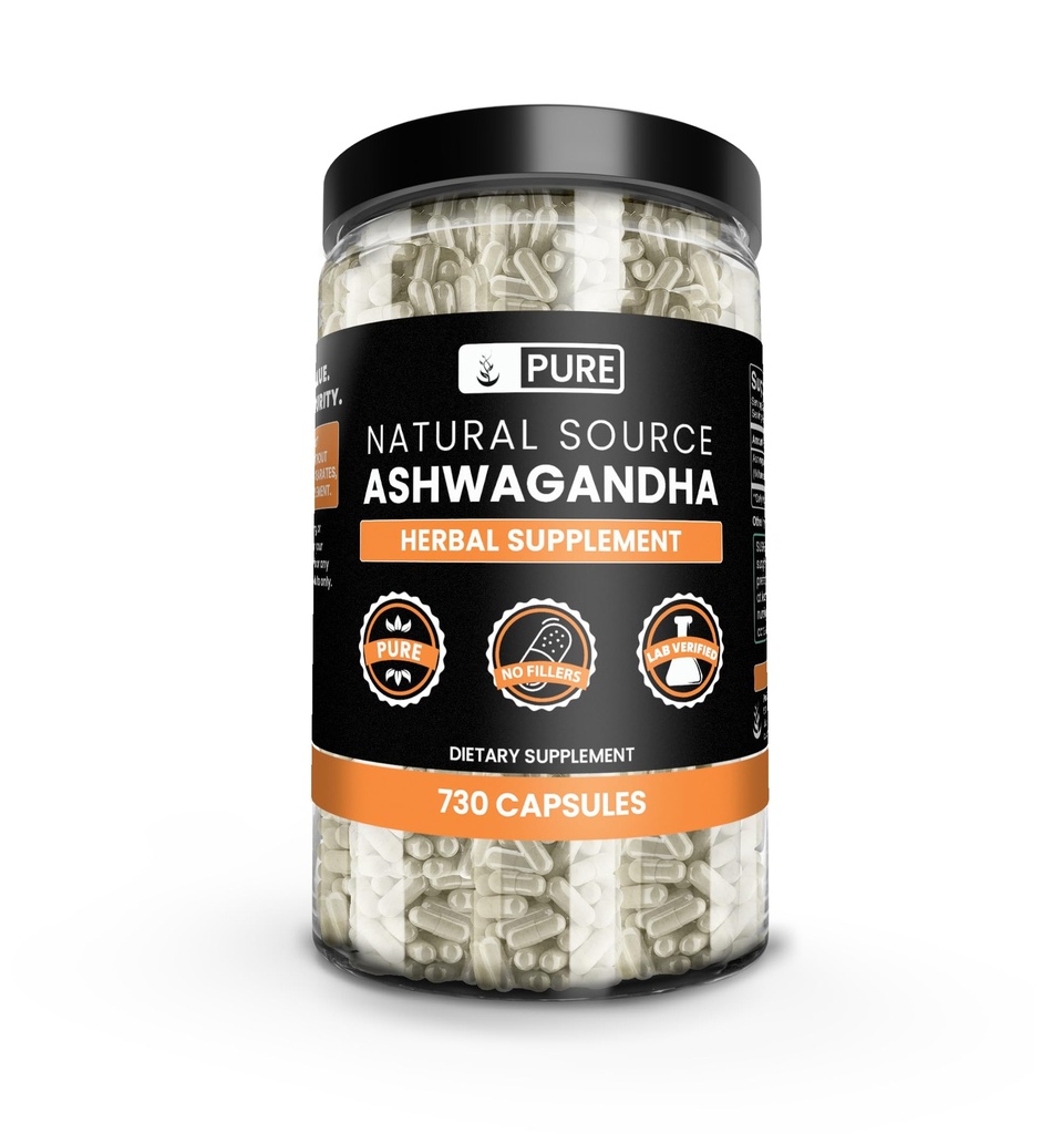 Ingrédients originaux purs Ashwagandha (730 Capsules) Pas de Magnésium ou de Rice Fillers, Toujours Pure, Verified Lab