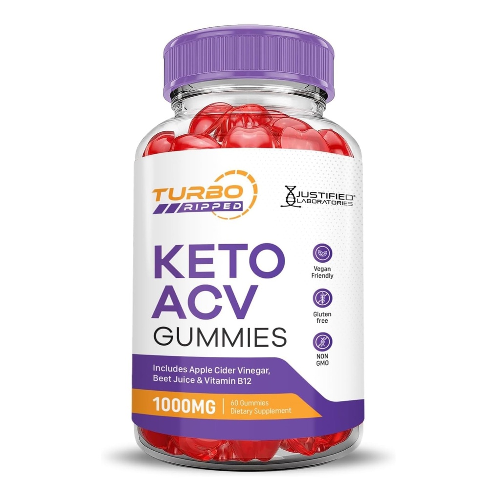 Laboratoires justifiés Turbo Ripped Keto ACV Gummies Advanced Formula 1000MG Turbo Ripped Keto Gummies vinaigre de cidre de pomme formulé avec le jus de betterave de grenade poudre B12 Vegan non OGM 60 Gummys