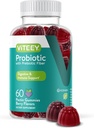 Gummies probiotiques Viteey avec prébiotiques – Suppléments santé pour la santé digestive – 2 milliards d'UFC – Vegan, sans gluten – 60 Nombre