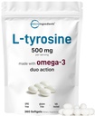 L Tyrosine Supplément 500mg avec Omega-3, 360 Softgels.