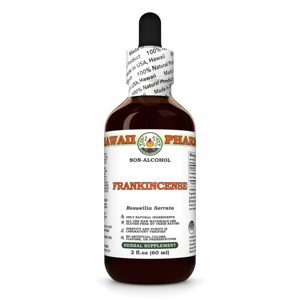 Frankincense (Boswellia Serrata) Dry Resin Glycerite, Made in Hawaii, All Natural, Vegan, Lab Tested Alcohol-Free Liquid Extract - 2 fl.oz