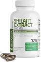 Bronson Shilajit Extract 500 MG par service, soutient la production d'énergie et la vitalité, normalisé à 20% Acides totaux, non OGM, 120 Capsules végétariennes