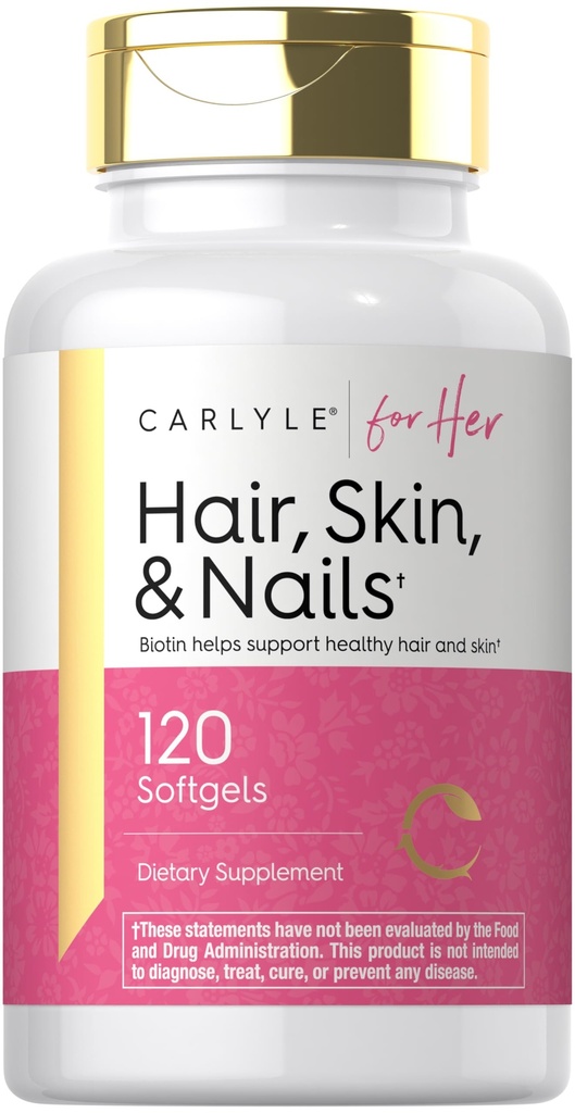 Carlyle peau et ongles vitamine 120 Softgels de la formule de beauté supplément avec biotine et collagène zinc, vitamine A, B6, C et E