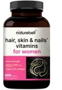 NatureBell Cheveux, peau et ongles* Vitamines pour les femmes – 5000mcg Biotine, collagène, kératine, acide hyaluronique, huile d'argan et complexe – formule 21-en-1 avec huile MCT, 300 Softgels (100 jours d'approvisionnement)