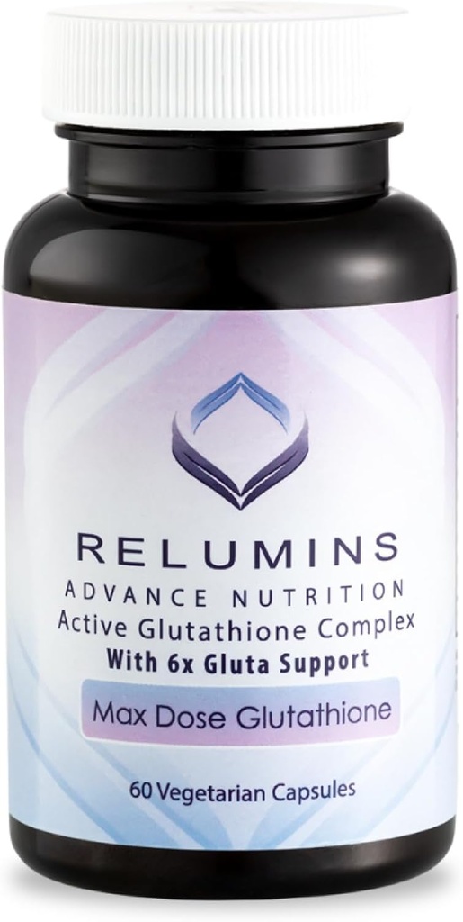 Relumins Advance White Active Glutathion Complex - Max Dose 900mg Glutathion avec 6X Boosters, ALA & NAC - Supplément anti-Aging Skin Brightening - 60 Capsules végétariennes (30 portions)