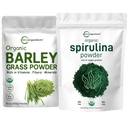 Micro-ingrédients Poudre de spiruline biologique 1 lb et poudre d'orge biologique 16 oz Bundle 2 Pack