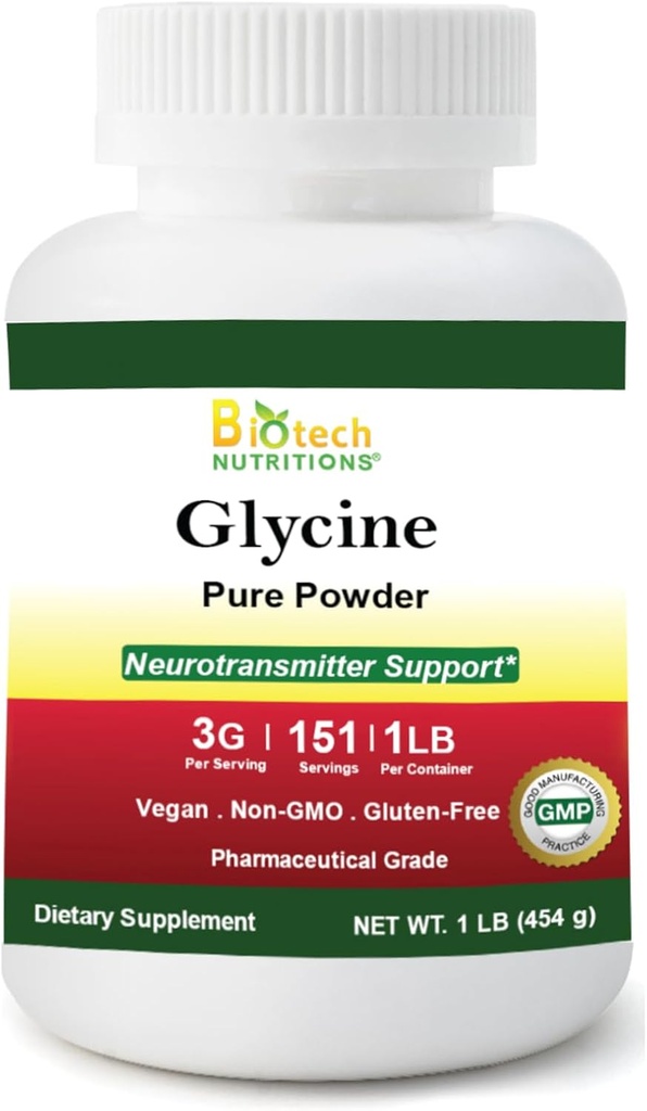 Poudre Glycine pure 16 oz Sans gluten Non-OGM Fabriqué aux États-Unis