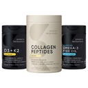 Sports Research® Skin Joint and Bones Pack - Vanilla Collagen Peptides, Triple Strength Omega-3 Fish Oil Supplement, and Vitamin D3 5000iu & Mk7 Vitamin K2 with Coconut MCT Oil