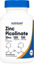 Nutricost Zinc Picolinate 30mg, 120 Capsules - Sans gluten et non-OGM