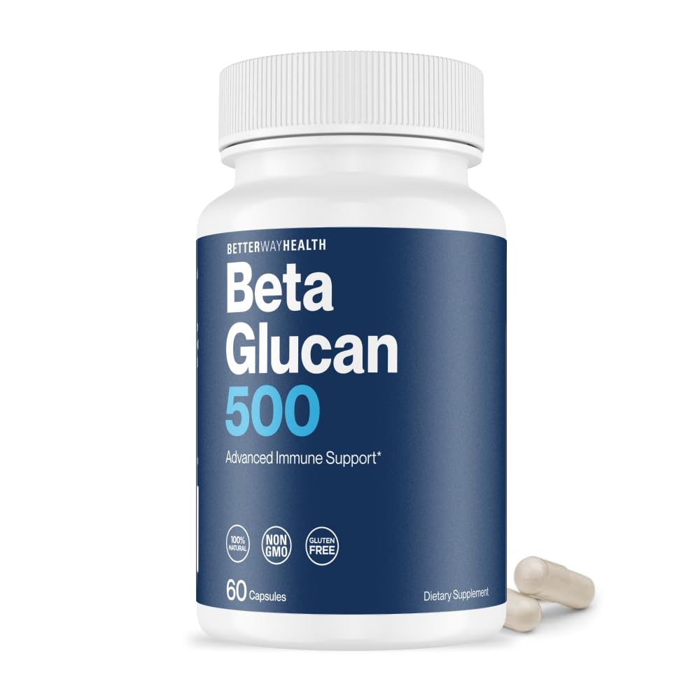 Better Way HealthTM - Préparation immunitaire avancée - Très purifié 1,3/1,6 Beta Glucan 500 - Défense immunitaire testée cliniquement - 500mg/60 Capsules (paquet de 1)