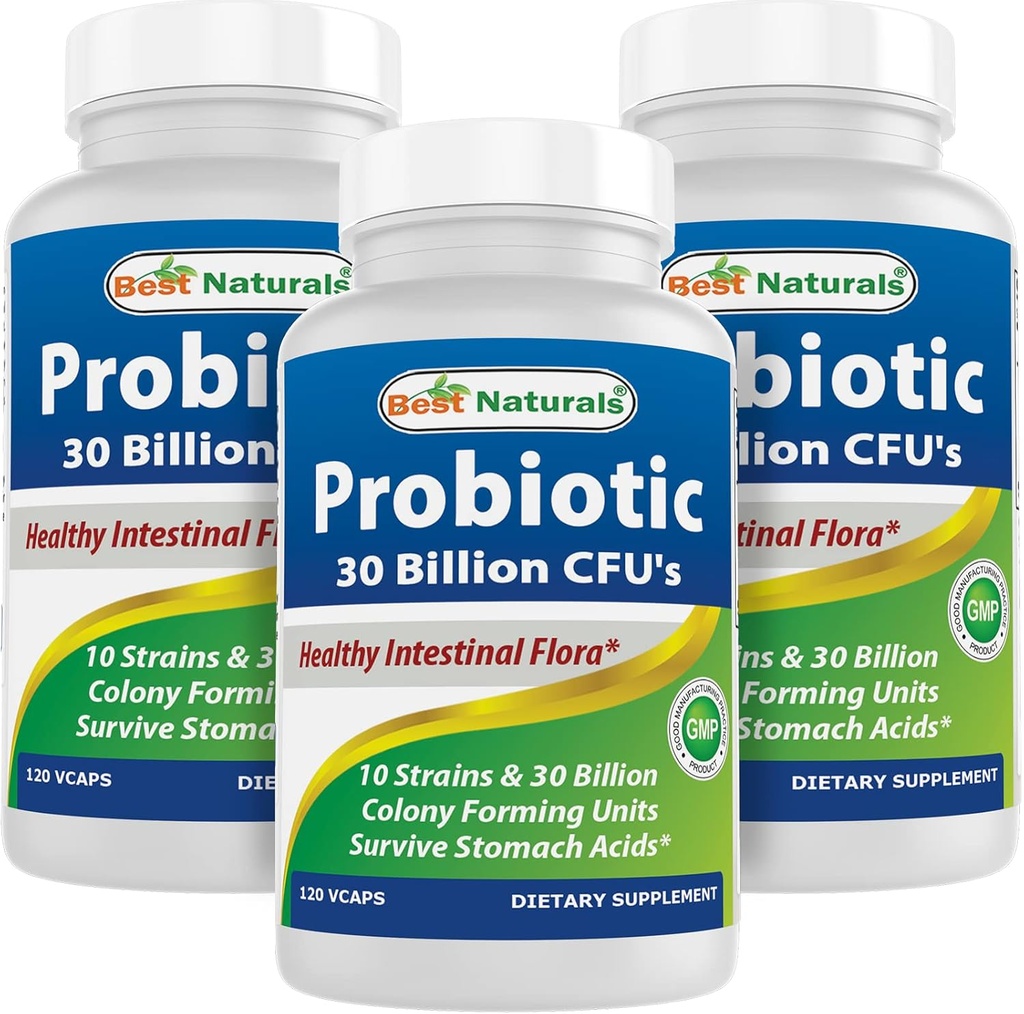 Meilleurs naturels Probiotique 10 souches 30 milliards de plateau Stable 120 Veggie Caps (120 comte (paquet de 3))