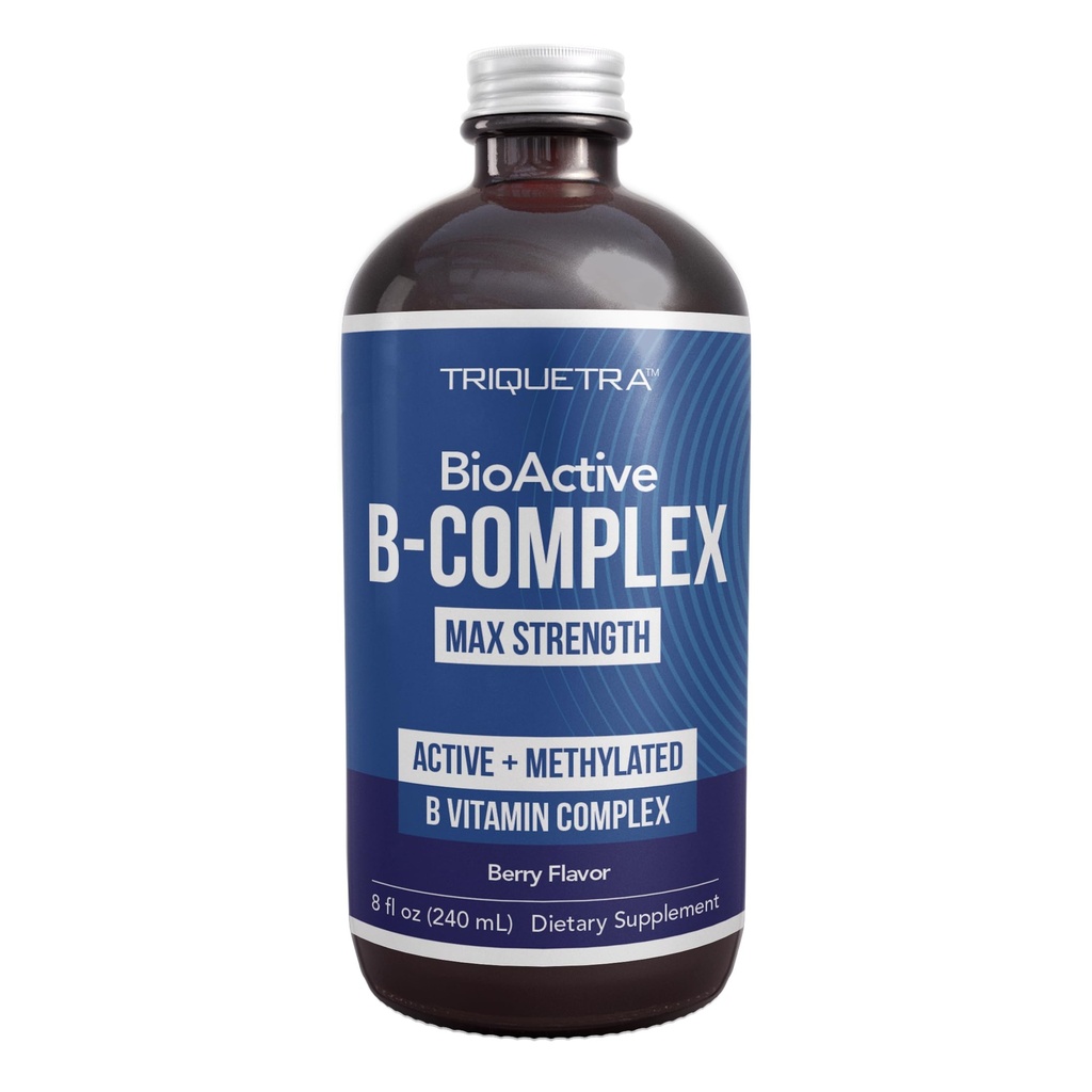 Complexe de vitamine B bioactif - Complexe de flux sanguin prêt, complexe de B méthylé - contenant du méthylfolate, 3 formes bioactives de B12, BenfoPure® B1 & Pantesin® B5 - 12 B de vitamines dans les doses cliniques - Liquide 8 oz