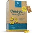 Supplément Testa Omega 3 - 250mg DHA de l'huile d'algues - Vegan Omega 3 - soutient la santé cérébrale, oculaire et articulaire - pas de poisson, capsules d'algues pures - deux mois d'approvisionnement