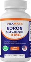 Boron chélaté vitamatique (sous forme de glycinate) 10mg 240 comprimés - soutient l'équilibre hormonal, la santé osseuse et tissu conjonctif